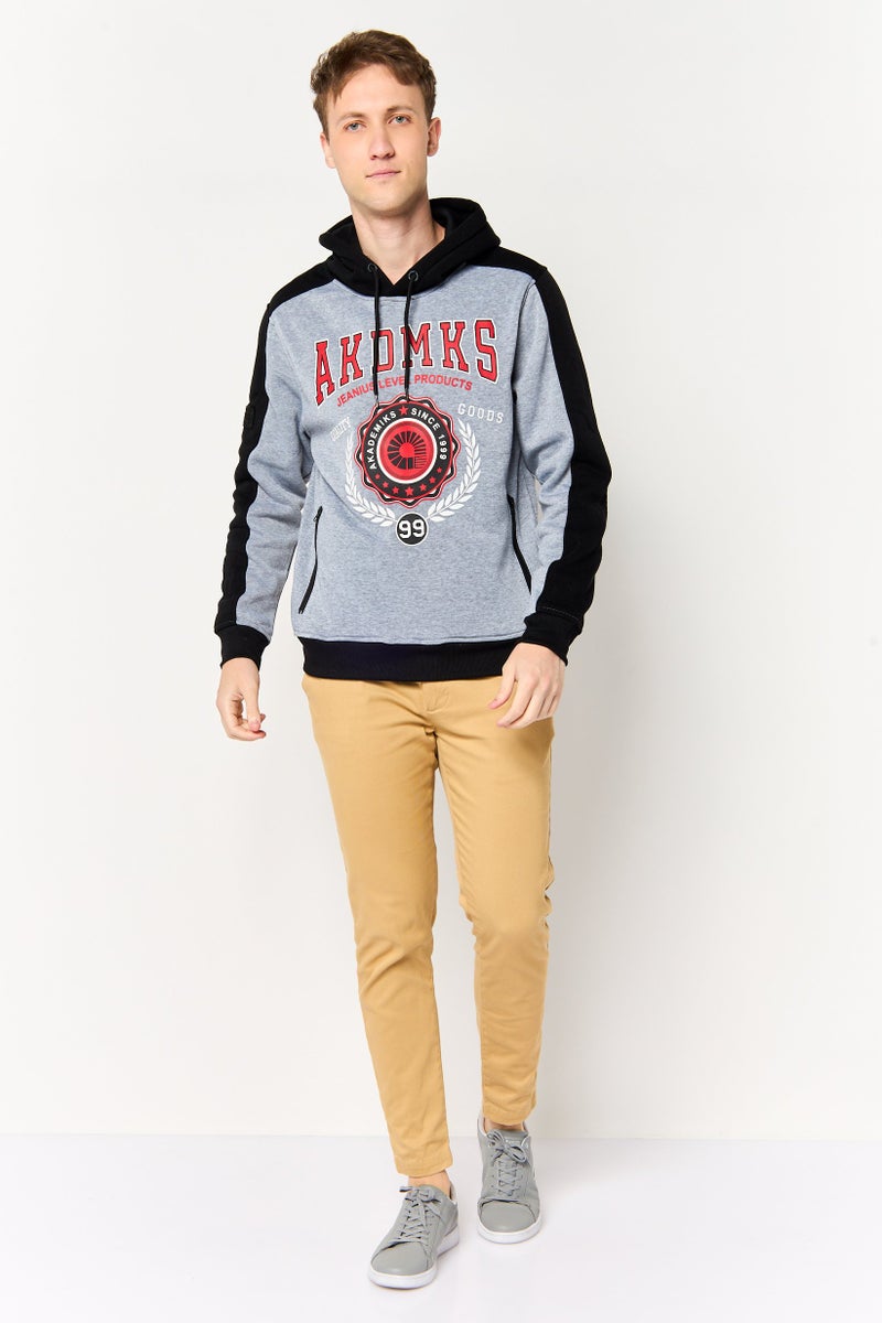 Akademiks Men Long Sleeve Graphic Print Hoodie, Grey - Image 2