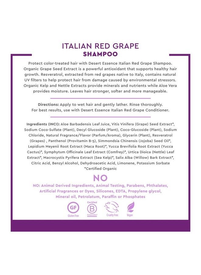DESERT ESSENCE - Italian Red Grape Shampoo 8 Fl Ounce Protection For Color Treated Hair Antioxidants Healthier & Smoother Vitamin B5 Sugar & Coconut Oil Cleansers Shine Smoother - Image 1