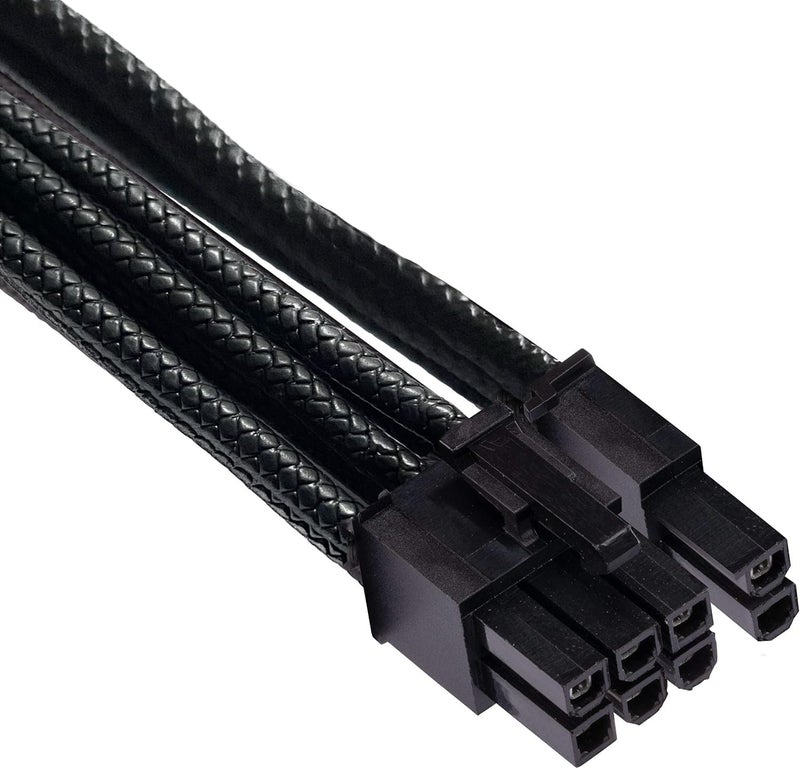 Thsion كابلات PCIe 8 دبابيس (6+2 مقسمة) من ثسيون (موصل واحد) متوافقة مع نوع 4 جين 4 لمزودات الطاقة من كورسير - أسود - Image 2