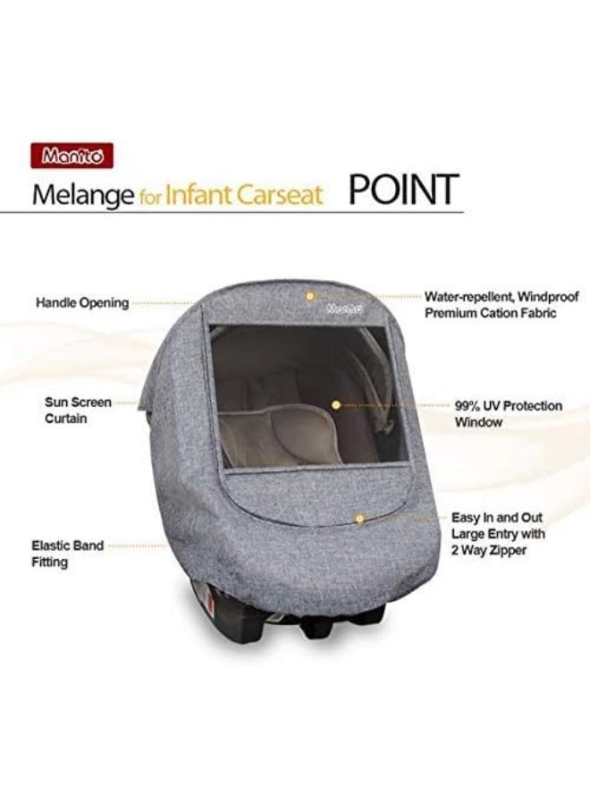 Manito Melange Infant Car Seat Weather Shield (Black Grey) - Image 3