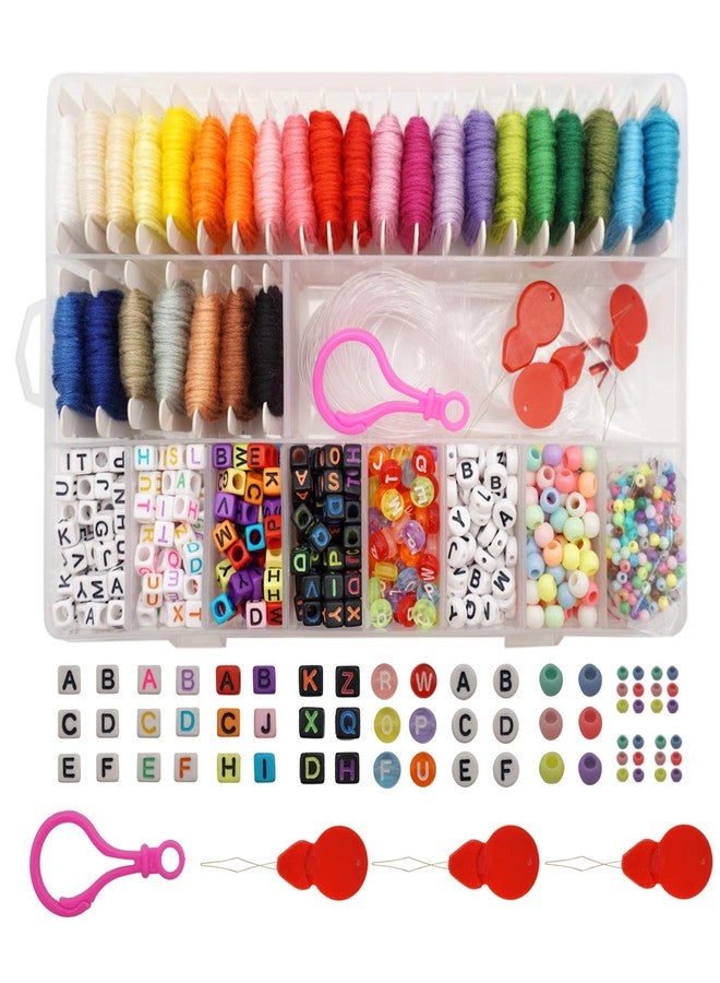 Peirich Friendship Bracelet Making Beads Kit, Letter Beads,22 Multi-Color Embroidery Floss Over 1900 pcs A-Z Alphabet Beads Beads Bracelets String Kit for Jewelry Making Christmas Birthday Gifts - Image 1