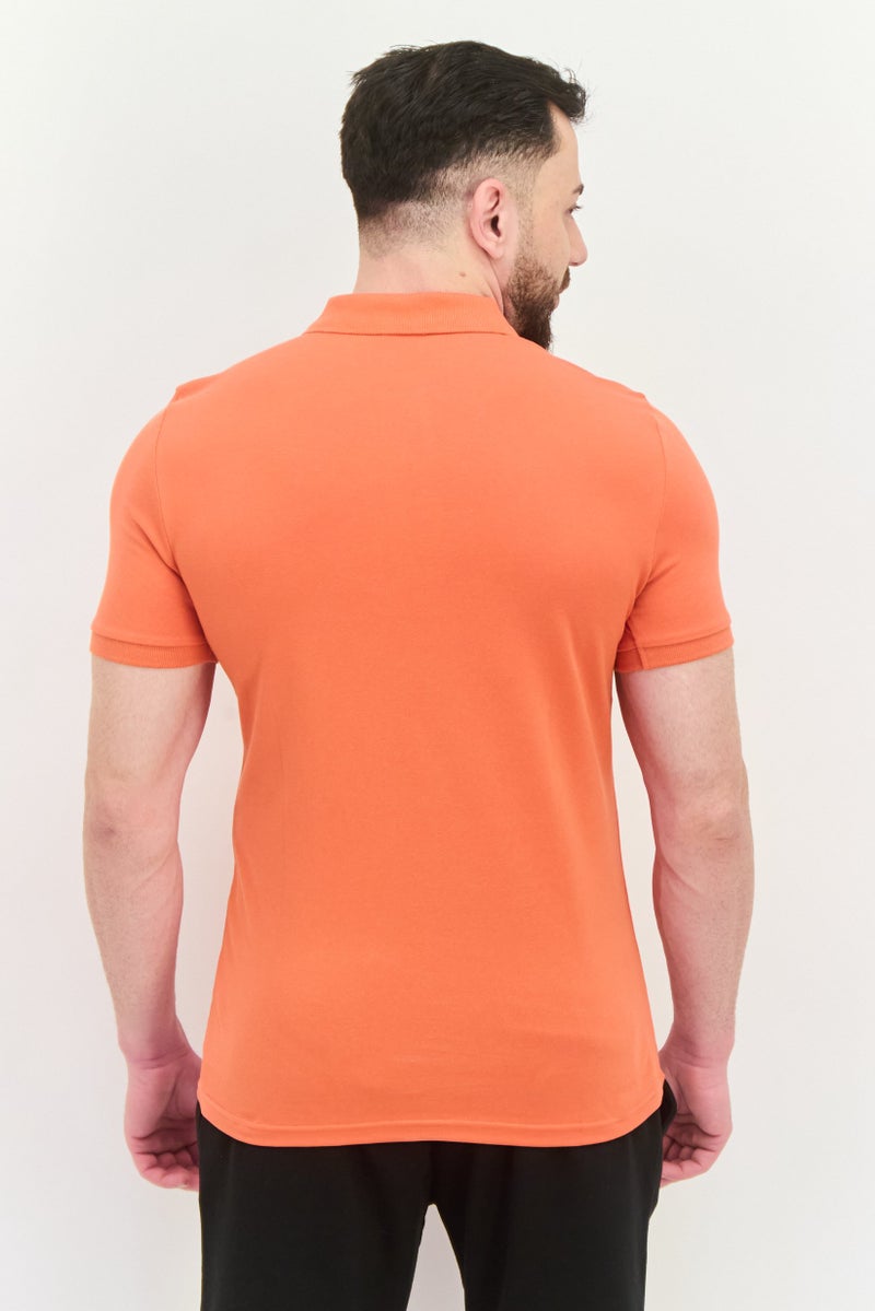 PUMA Men Slim Fit Brand Logo Short Sleeves Outdoor Polo Shirt, Orange - Image 4