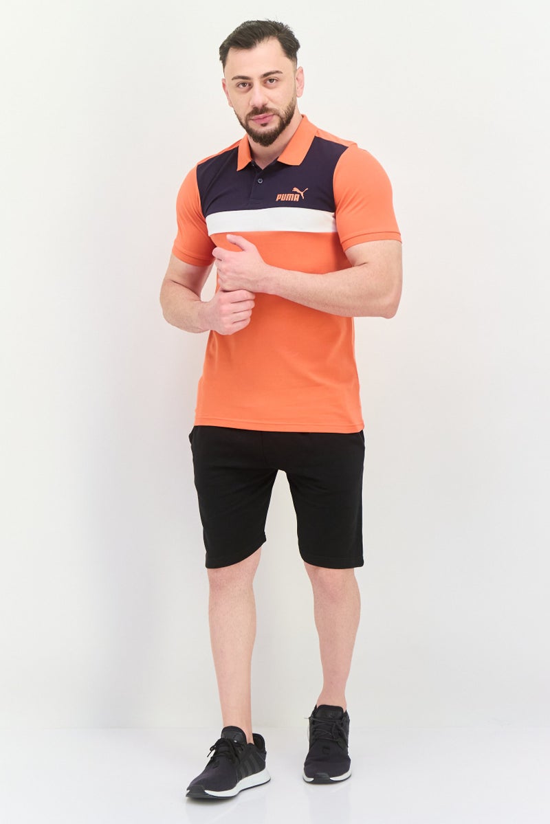 PUMA Men Slim Fit Brand Logo Short Sleeves Outdoor Polo Shirt, Orange - Image 2