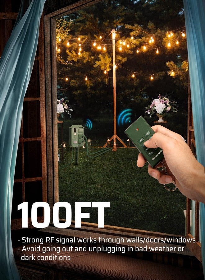 ديوينويلز مؤقت طاقة خارجي DEWENWILS مقاوم للماء، 6 منافذ مؤرضة، سلك تمديد بطول 6 أقدام، جهاز تحكم عن بعد لاسلكي بطول 100 قدم، مؤقت ضوئي من الغسق إلى الفجر لأضواء عيد الميلاد والحديقة، مدرج في قائمة UL - Image 3