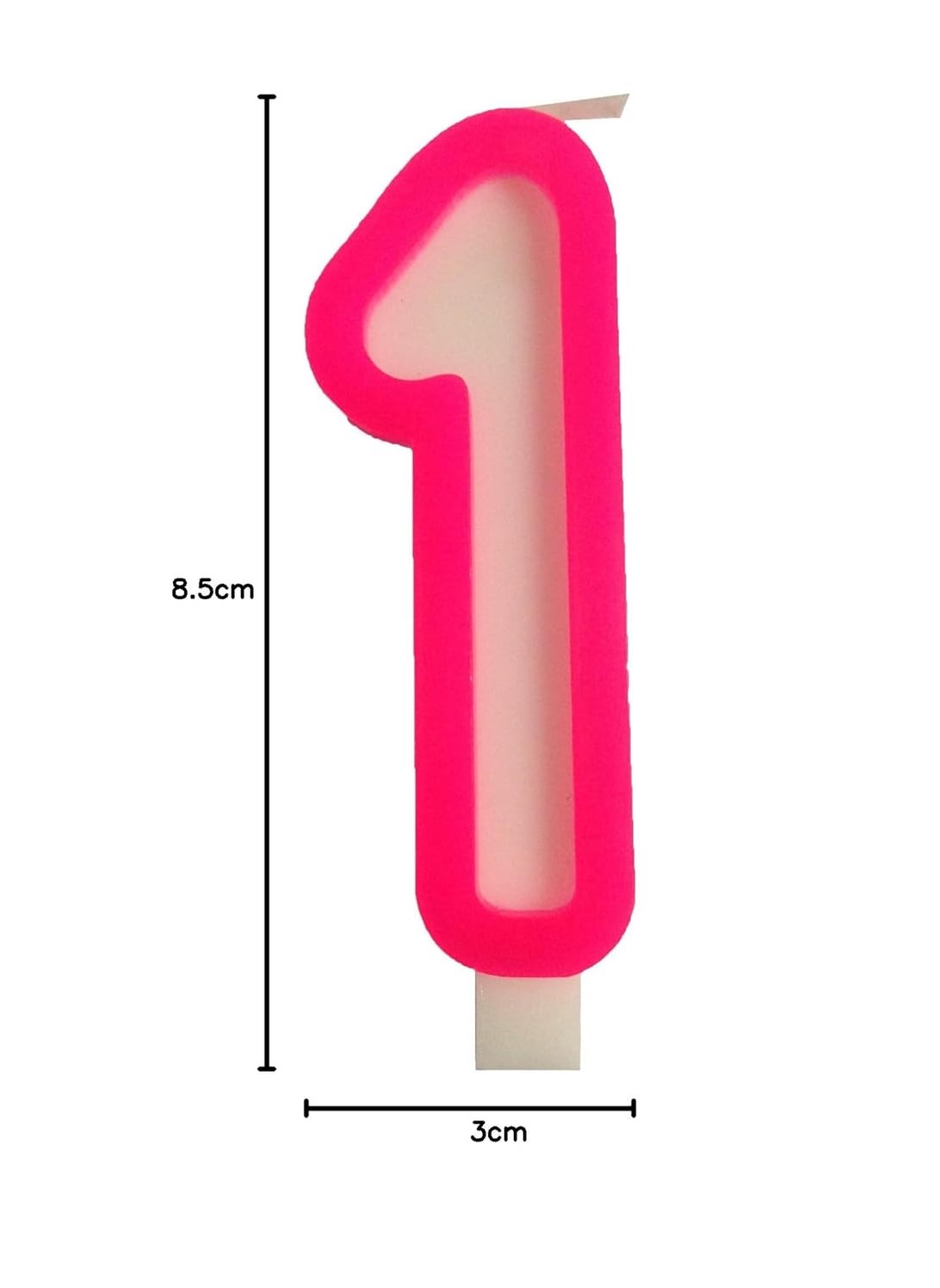 Funcart Funcart Pink and White Numerical 1 Style Candle for 1st Birthday DecorationCake TopperCake DecorationBirthday Decoration  - Image 2