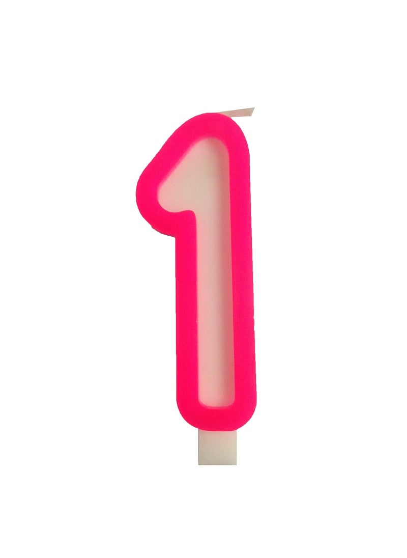 Funcart Funcart Pink and White Numerical 1 Style Candle for 1st Birthday DecorationCake TopperCake DecorationBirthday Decoration  - Image 1