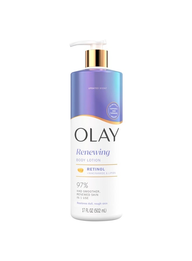 Olay Body Lotion for Women, Smoothing with Retinol Serum, Visibly Smoother Skin, 24hr Moisture & Hydration, Fast Absorbing Formula, Vitamin B3 Complex, For All Skin Types, 17 fl oz - Image 1