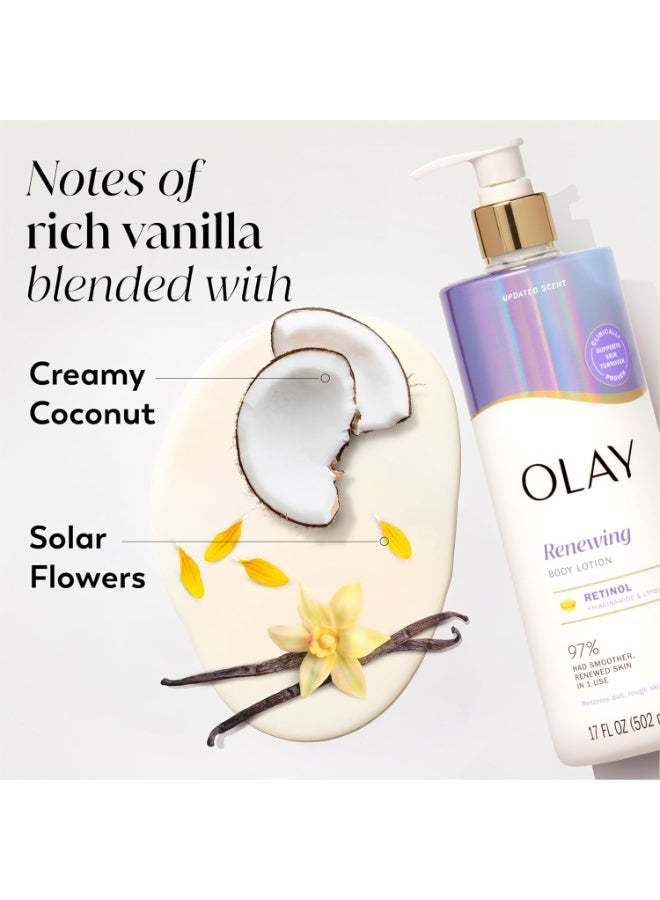 Olay Body Lotion for Women, Smoothing with Retinol Serum, Visibly Smoother Skin, 24hr Moisture & Hydration, Fast Absorbing Formula, Vitamin B3 Complex, For All Skin Types, 17 fl oz - Image 3
