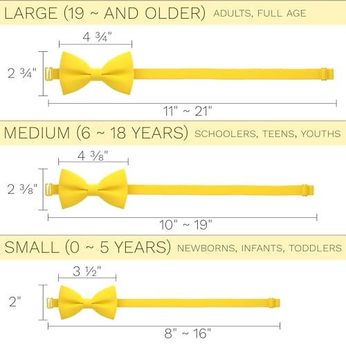 Bow Tie House Men's Classic Pre-Tied Bow Tie Formal Solid Tuxedo (Large, Yellow) - Image 4