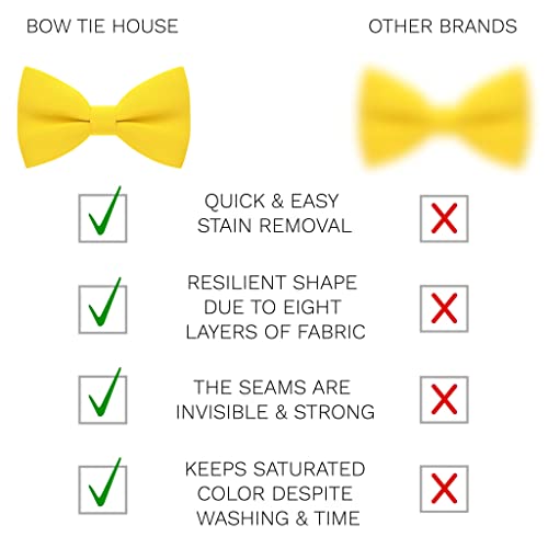 Bow Tie House Men's Classic Pre-Tied Bow Tie Formal Solid Tuxedo (Large, Yellow) - Image 3