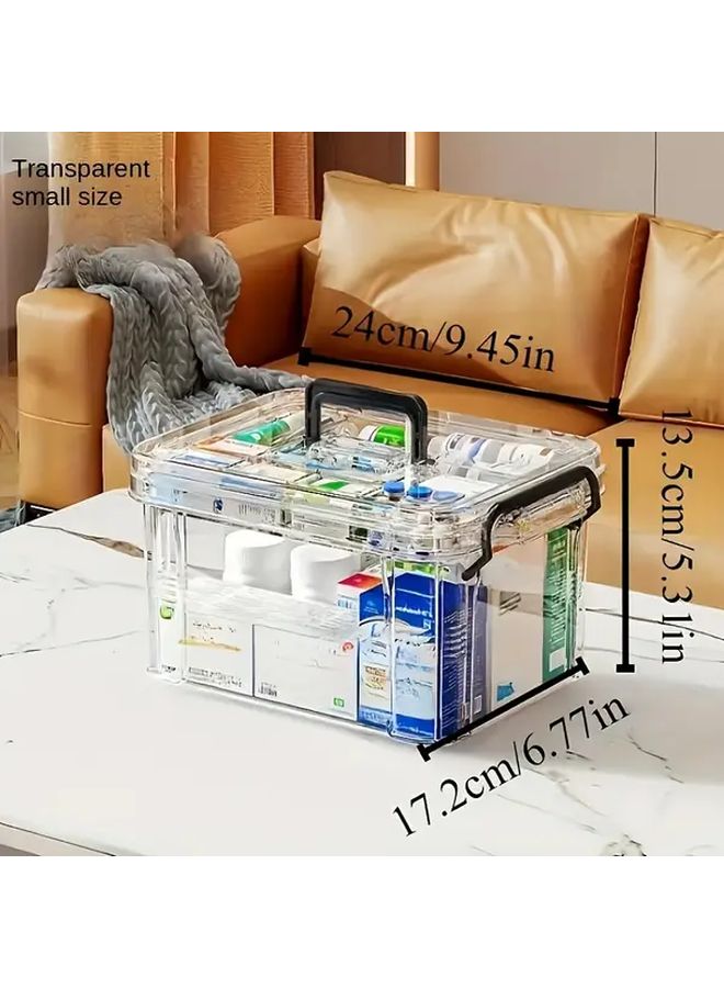 Black And White Large Capacity Portable First Aid Kit Waterproof Multi Layer Medicine Storage Box With Handle For Home Travel - Image 4