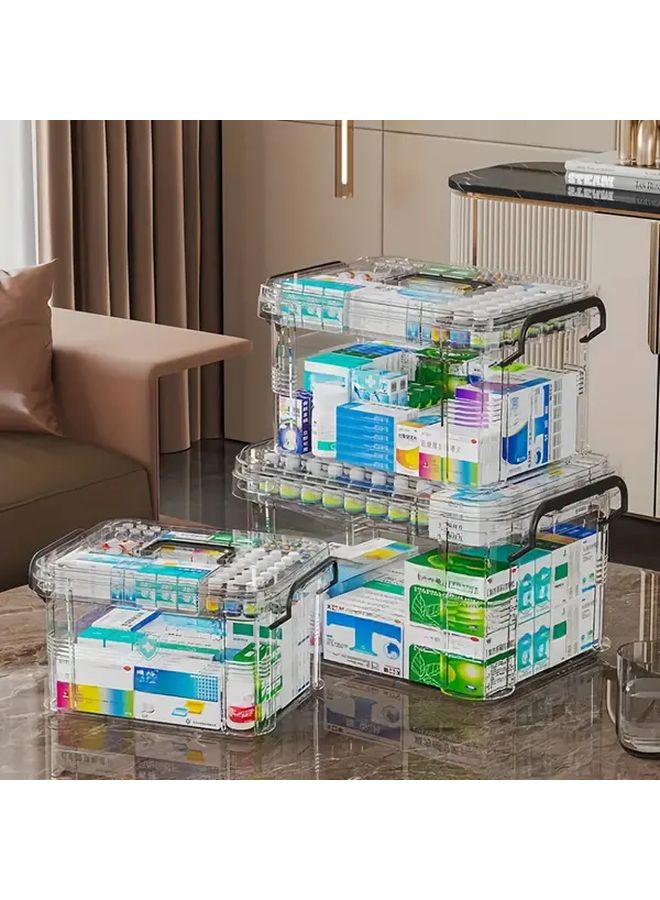 Black And White Large Capacity Portable First Aid Kit Waterproof Multi Layer Medicine Storage Box With Handle For Home Travel - Image 5