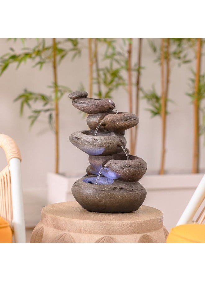 DANUBE HOME - Elgon Fountain Made of Polyresin Natural Flowing Water Meditation Modern Design Zen Water Falls Decor For Home Office | Decorative Outdoor Fountain Floor Standing Design Outdoor Decor For Garden Patio Backyard - Image 1