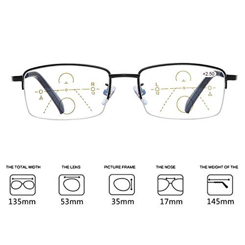MIRYEA Progressive Multifocus Reading Glasses Blue Light Blocking Computer Readers 2.5 - Image 2