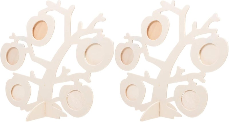 Apples Tree Photo Display Frame 2 Sets, DIY Lightweight Snow Clay Wooden Picture Frames for Home Décor, Creative Tabletop Photo Holders for Living Room and Office - Image 1