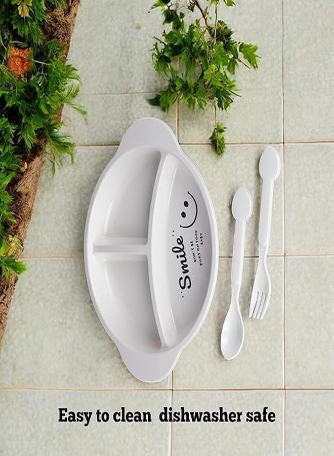 KRESHU Children Feeding Dishes Kids Dishes| Customize Eco-Friendly Children Kids Lunch Food | Baby Eating Food Grade Bpa Free Plastic Separation Feeding Tray (Smile Food Dish) - Image 2