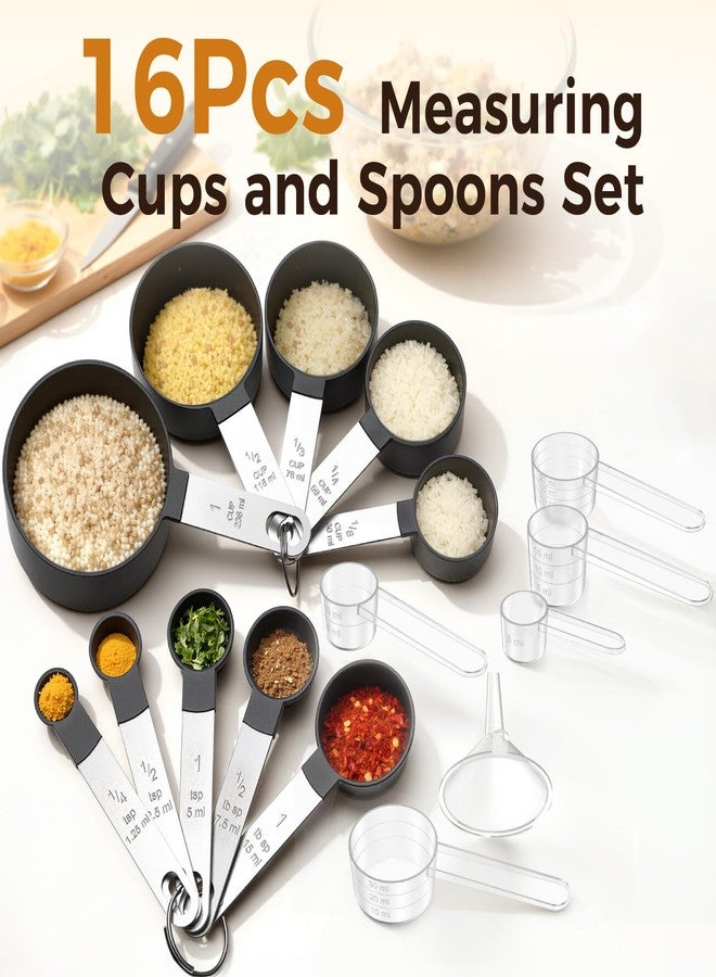 THLHKD 16PCS Measuring Cups and Spoons Set, Measuring Spoon Set with Metric and US Measurements, Fits for Measuring Dry and Liquid Ingredients - Image 2