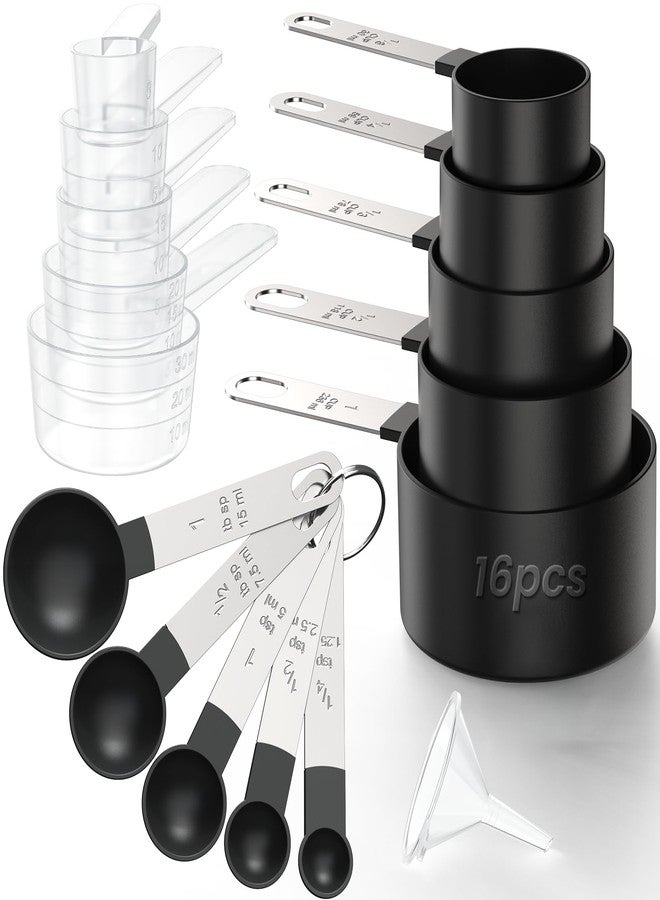 THLHKD 16PCS Measuring Cups and Spoons Set, Measuring Spoon Set with Metric and US Measurements, Fits for Measuring Dry and Liquid Ingredients - Image 1