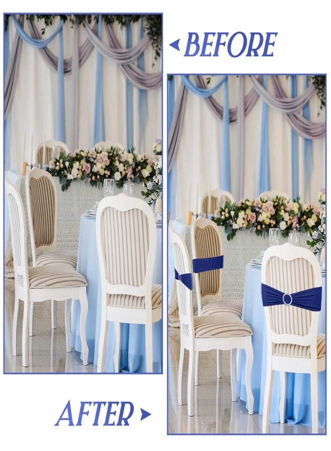 Breling 80 Pieces Spandex Chair Sashes Bows Elastic Chair Cover Bands with Buckle Slider Stretchable Sashes Bow for Wedding Reception Universal Ceremony Banquet Decoration - Image 5