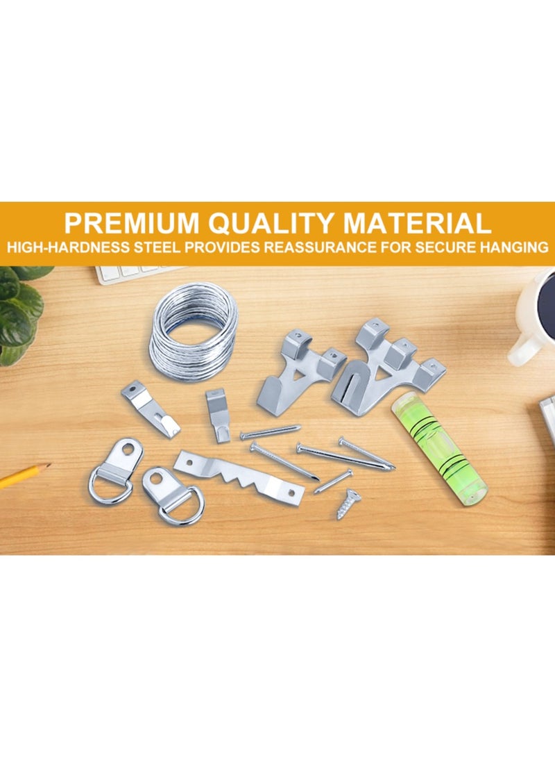 ZFHDBM 303Pcs Picture Hanging Kit, Picture Hangers Assorted Kit with Heavy Duty Picture Hanging Hooks/Hardware Nails/Sawtooth/Wire/D Rings/Level, Metal Picture Wall Hooks for Frame Canvas Mounting - Image 4