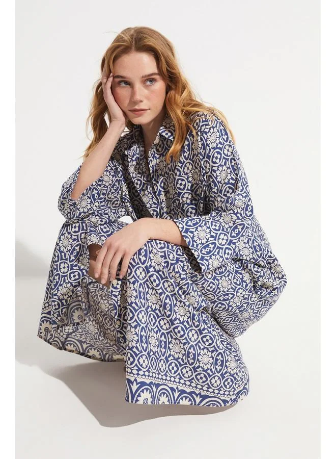 جون June Patterned Viscose Maxi Dress