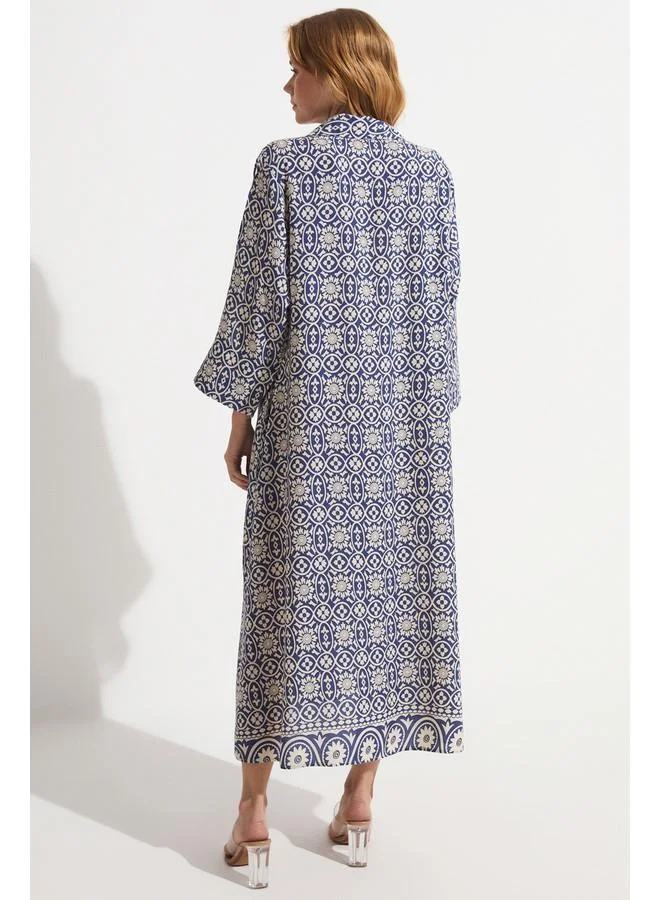 جون June Patterned Viscose Maxi Dress