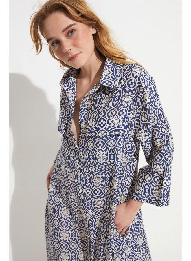 جون June Patterned Viscose Maxi Dress