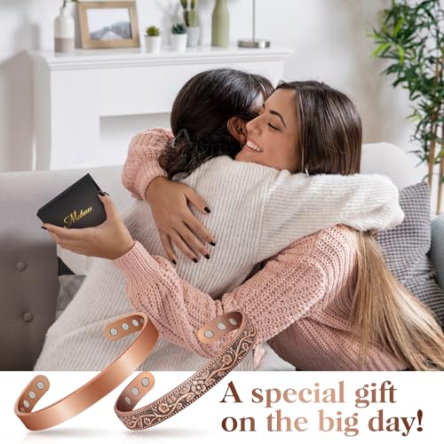 Mahnco Copper Bracelets for Women Men Lymph Detox Magnetic Bracelet 100 Pure Copper Bracelet with 6 Magnets 3500 Gauss Copper Jewelry Gifts - Image 5