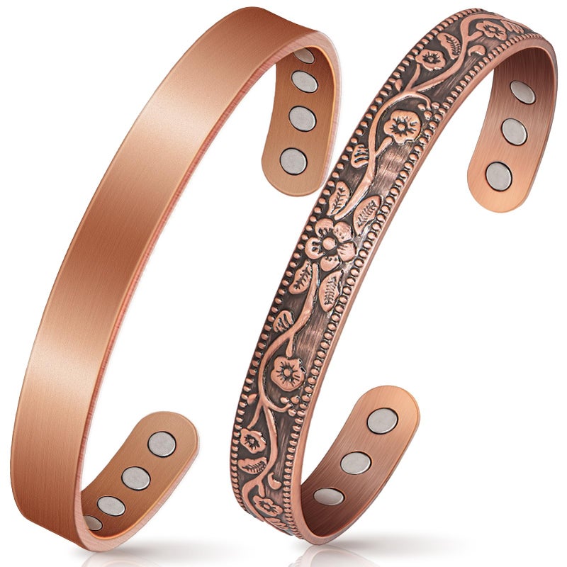 Mahnco Copper Bracelets for Women Men Lymph Detox Magnetic Bracelet 100 Pure Copper Bracelet with 6 Magnets 3500 Gauss Copper Jewelry Gifts - Image 3