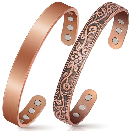 Mahnco Copper Bracelets for Women Men Lymph Detox Magnetic Bracelet 100 Pure Copper Bracelet with 6 Magnets 3500 Gauss Copper Jewelry Gifts - Image 2
