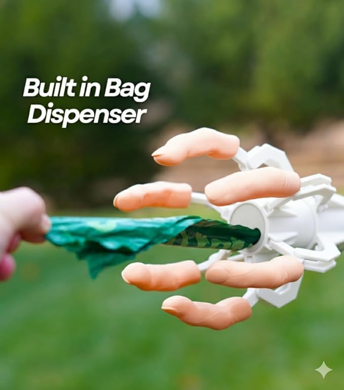 أداة جمع فضلات الكلاب من بو بلكر مع موزع أكياس مدمج - أداة صحية لجمع فضلات الحيوانات الأليفة، مغرفة براز بدون استخدام اليدين للكلاب، أداة محمولة وسهلة التنظيف مع حقيبة تخزين في المقبض - Image 5