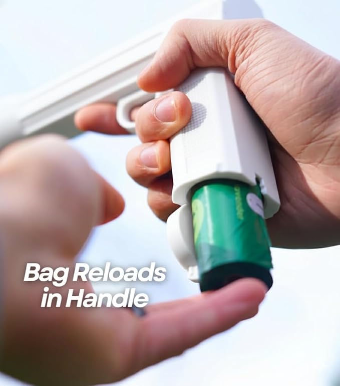 أداة جمع فضلات الكلاب من بو بلكر مع موزع أكياس مدمج - أداة صحية لجمع فضلات الحيوانات الأليفة، مغرفة براز بدون استخدام اليدين للكلاب، أداة محمولة وسهلة التنظيف مع حقيبة تخزين في المقبض - Image 4