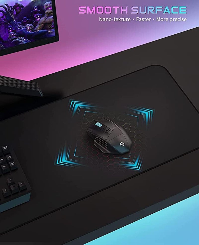 KASTWAVE Gaming Mouse Pad Extended Large Mousepad With Superior Micro-Weave Cloth, Waterproof Keyboard Pad With Stitched Edges, Non-Slip Base, 31.5 X 11.8 Inch, Black - Image 5