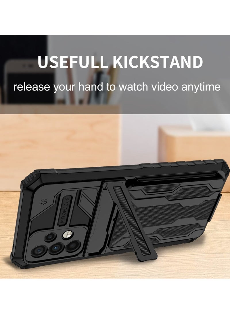 Kickstand Shockproof Case For Samsung Galaxy A52s/Galaxy A52 with Card Holder Black  - Image 4