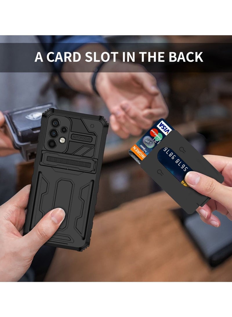 Kickstand Shockproof Case For Samsung Galaxy A52s/Galaxy A52 with Card Holder Black  - Image 3
