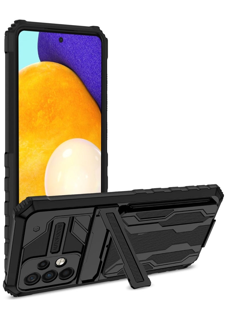 Kickstand Shockproof Case For Samsung Galaxy A52s/Galaxy A52 with Card Holder Black  - Image 1