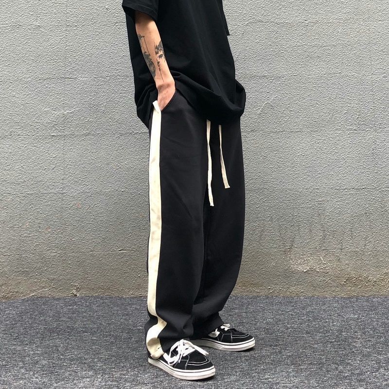 High Street Casual Pants Retro Side Stripe Ins Trendy Brand Loose American Hip-Hop Men'S And Women'S Autumn Straight-Leg Sports Pants - Image 1
