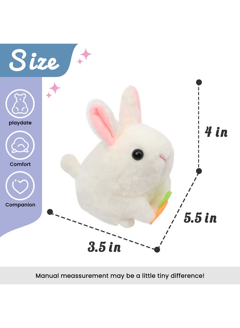 NIBEMINENT SYOSI Pull String Wind-up Plush Bunny Toy, Clockwork Rabbit, Motorized Wagging Tail Rotating Interactive Toys, Pullback Cord Stuffed Animal Gift for Baby and 1-3 Years Old Kids, White, 5.5In - Image 4