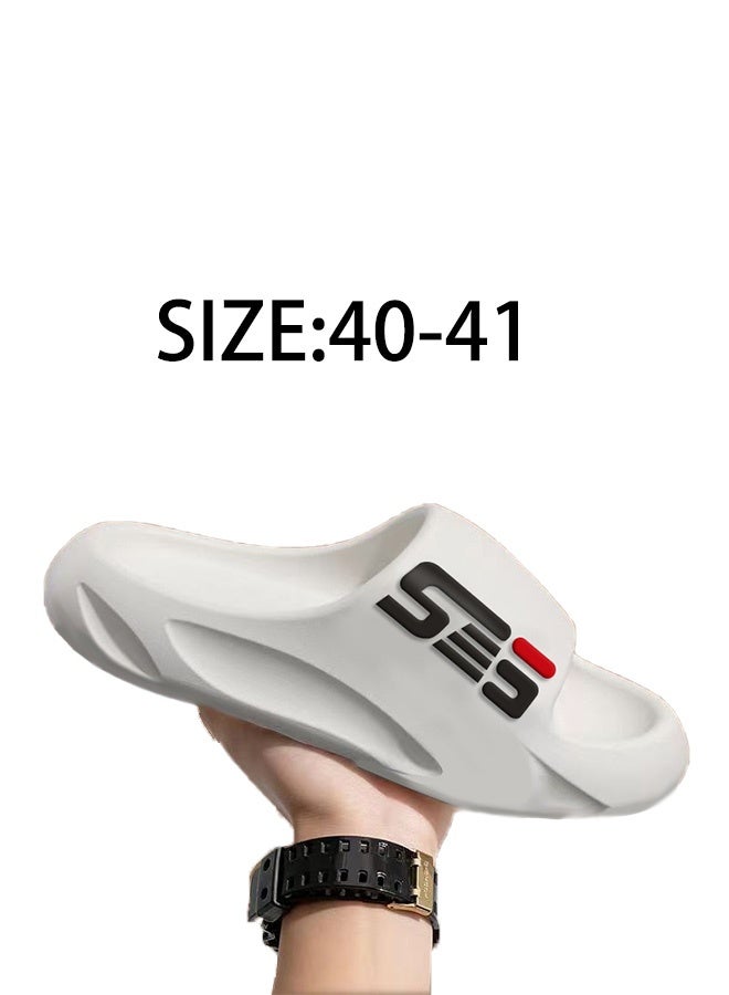 Ses White summer outdoor wear-resistant home bathroom non-slip bath soft bottom men's slippers (41-42EUR) - Image 1