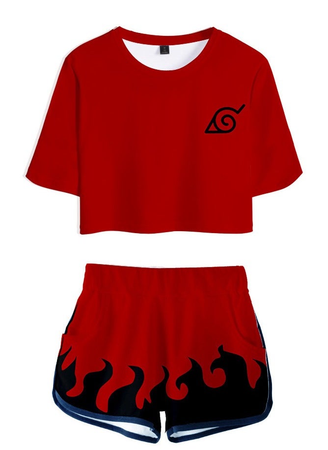 KUYING New Naruto Crop Top Short T Shorts Set  - Image 1