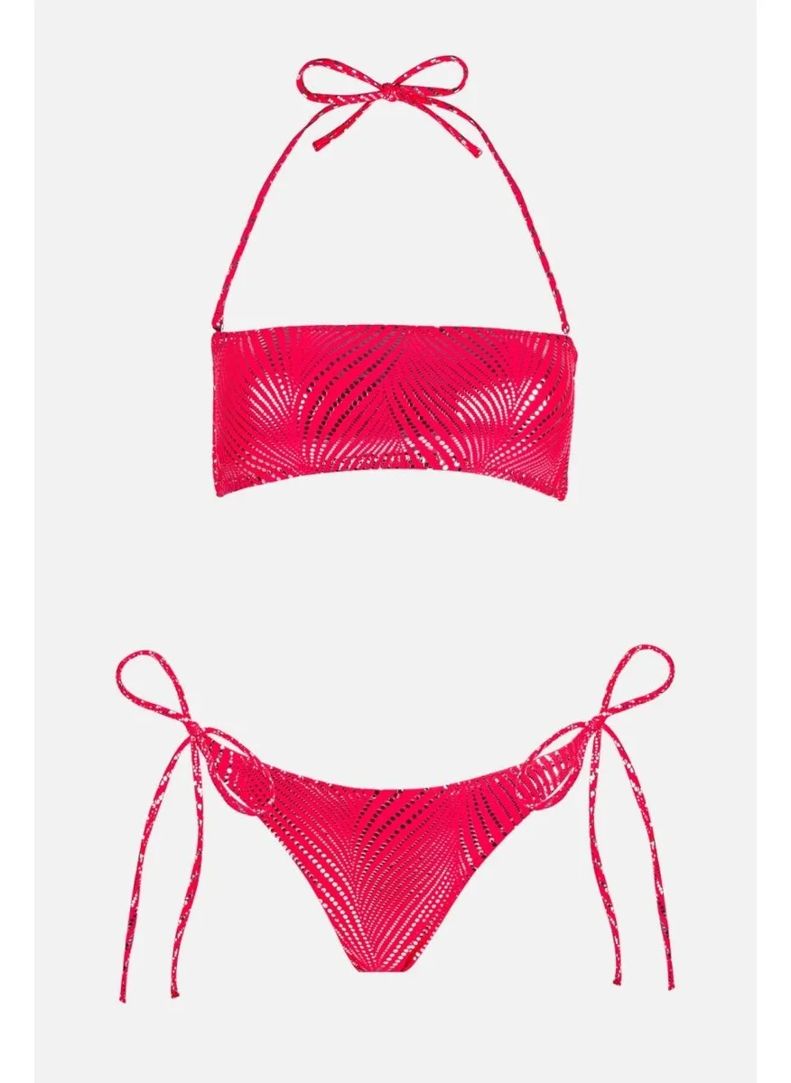 Ayyıldız 4644 Neon Red Strapless Bikini Set