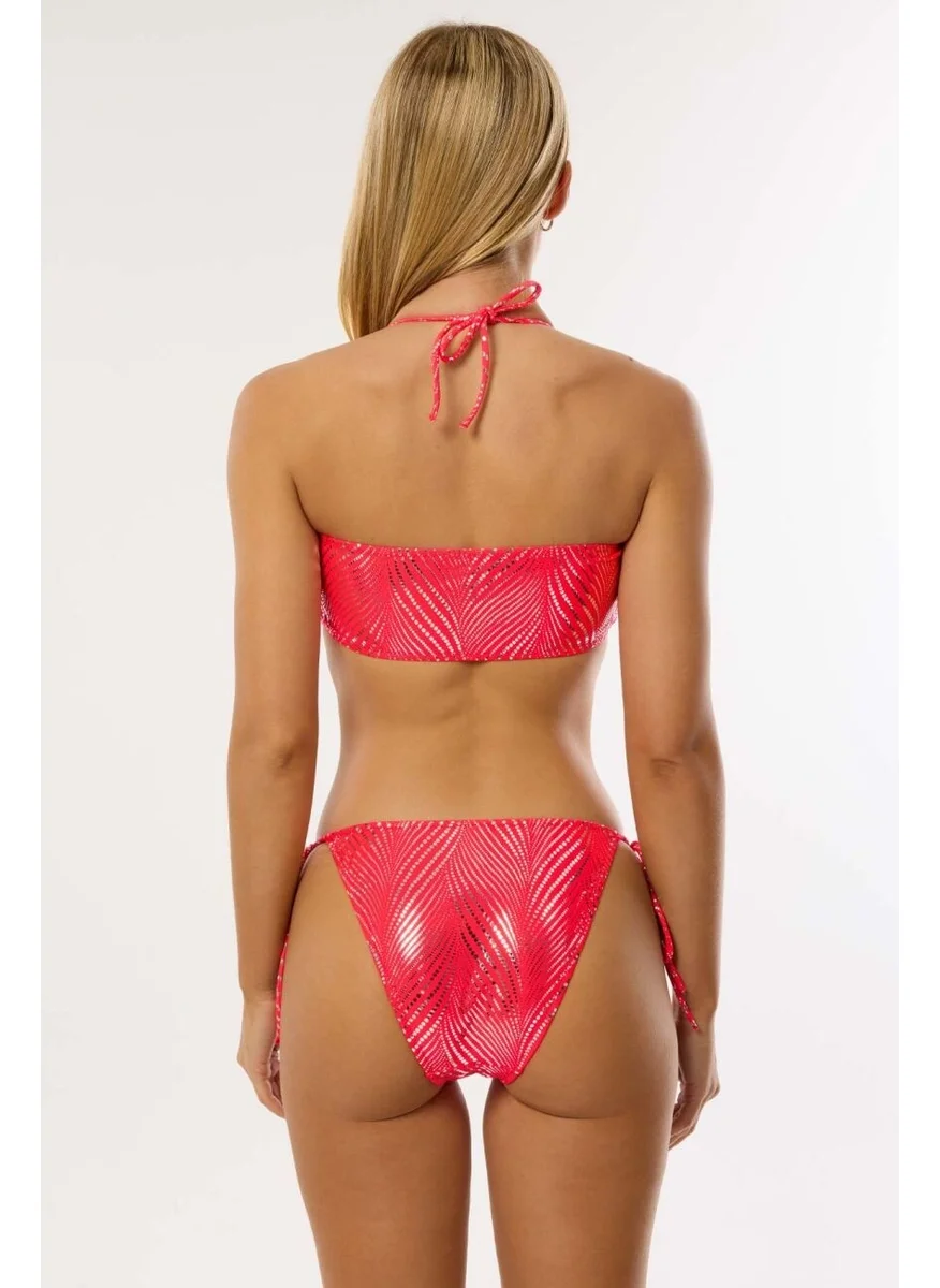 Ayyıldız 4644 Neon Red Strapless Bikini Set