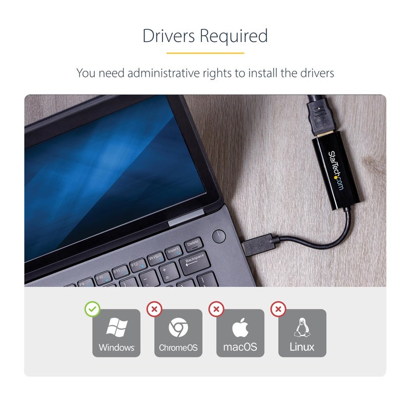 StarTech.com USB 3.0 to HDMI Adapter, USB to HDMI Monitor Converter for Windows, 1080P, TAA (no support for macOS/ChromeOS/Linux) - Image 4