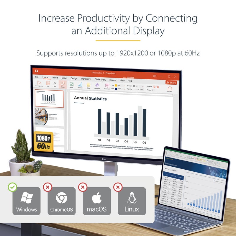 StarTech.com USB 3.0 to HDMI Adapter, USB to HDMI Monitor Converter for Windows, 1080P, TAA (no support for macOS/ChromeOS/Linux) - Image 2