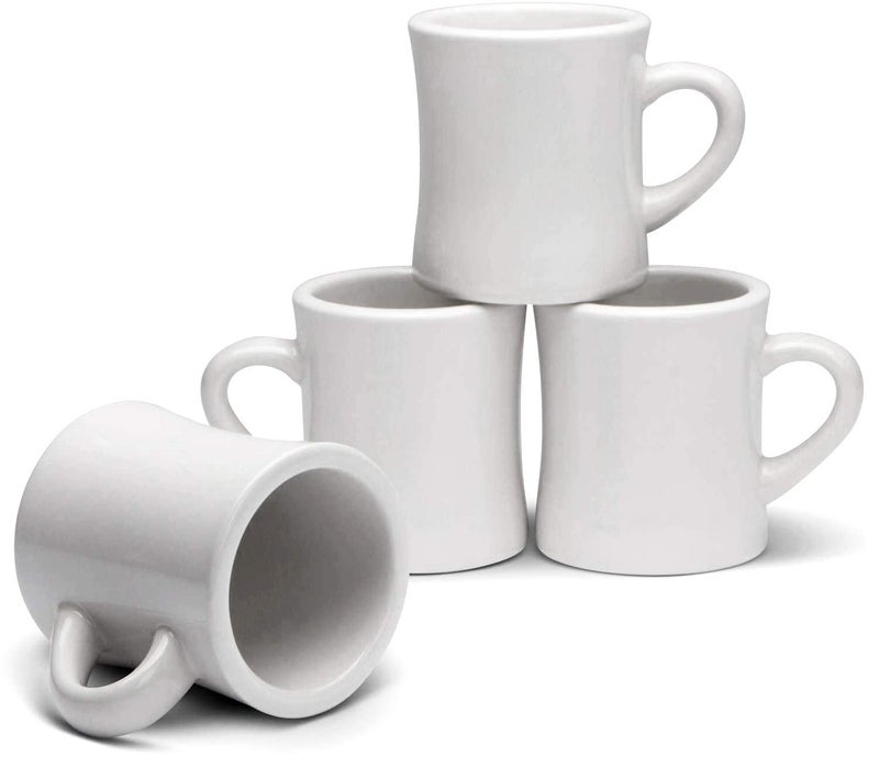Serami Original 11oz White Diner Coffee Mug Set - Ceramic Mugs Great for Kitchen Set, Travel, and Hot Tea, Retro Waffle House Farmhouse Mug with Handle, Heavy Duty Coffee Cups (4 Pack) - Image 1