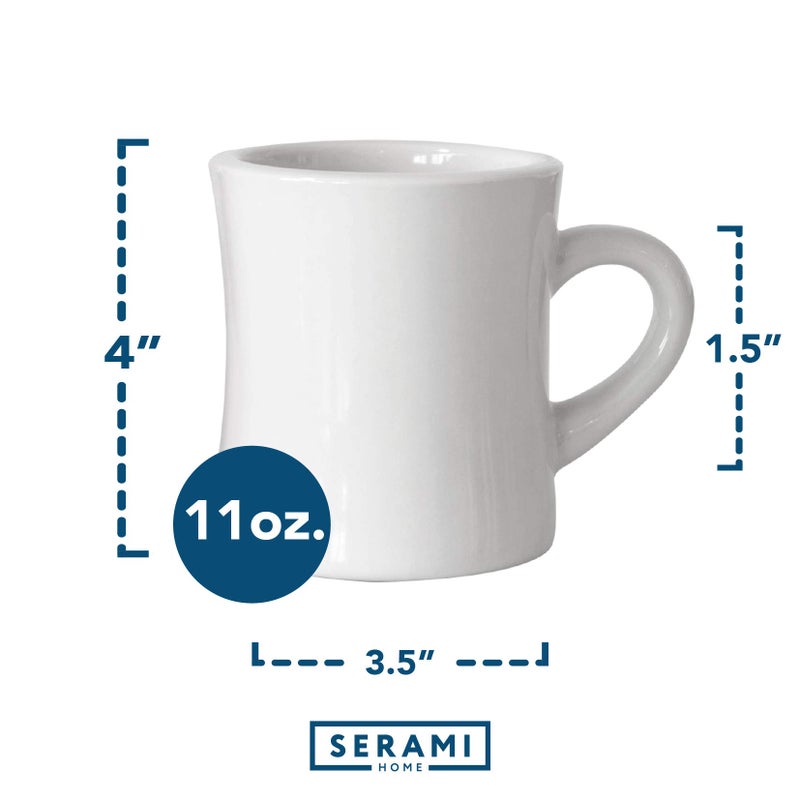 Serami Original 11oz White Diner Coffee Mug Set - Ceramic Mugs Great for Kitchen Set, Travel, and Hot Tea, Retro Waffle House Farmhouse Mug with Handle, Heavy Duty Coffee Cups (4 Pack) - Image 2