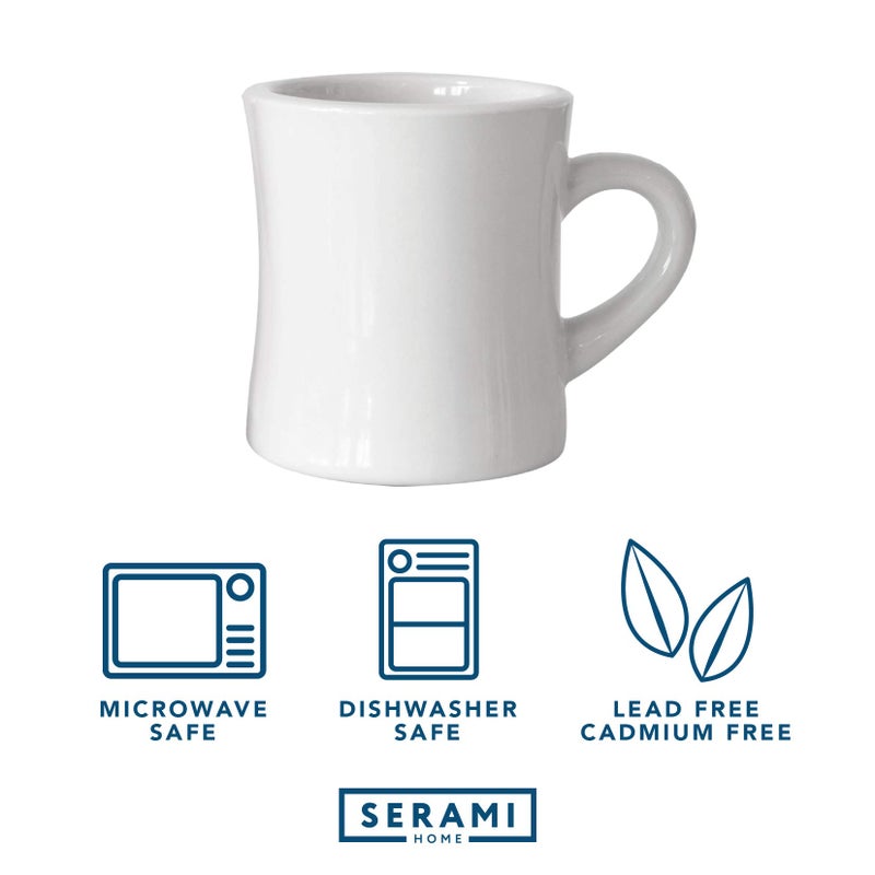 Serami Original 11oz White Diner Coffee Mug Set - Ceramic Mugs Great for Kitchen Set, Travel, and Hot Tea, Retro Waffle House Farmhouse Mug with Handle, Heavy Duty Coffee Cups (4 Pack) - Image 4