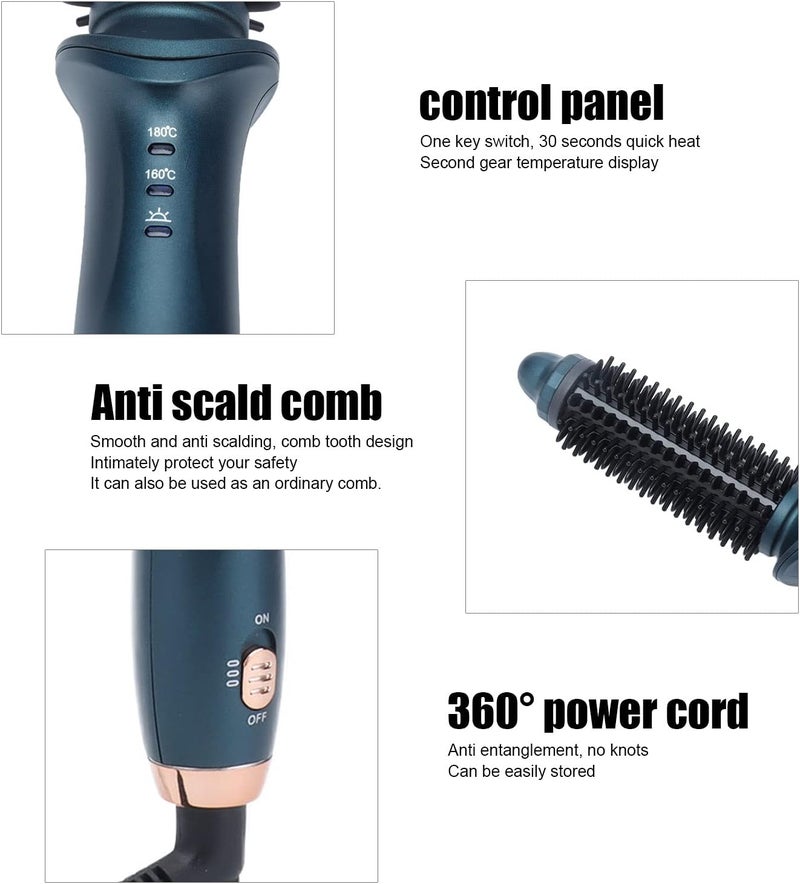 klarako Curling Brush, 2 in 1 Curling Brush Straight Curly Hair Dual Purpose Green Portable Thermostatic Electric Hair Brush Beauty Tools, US Plug 110V, 60Hz, 30W - Image 3