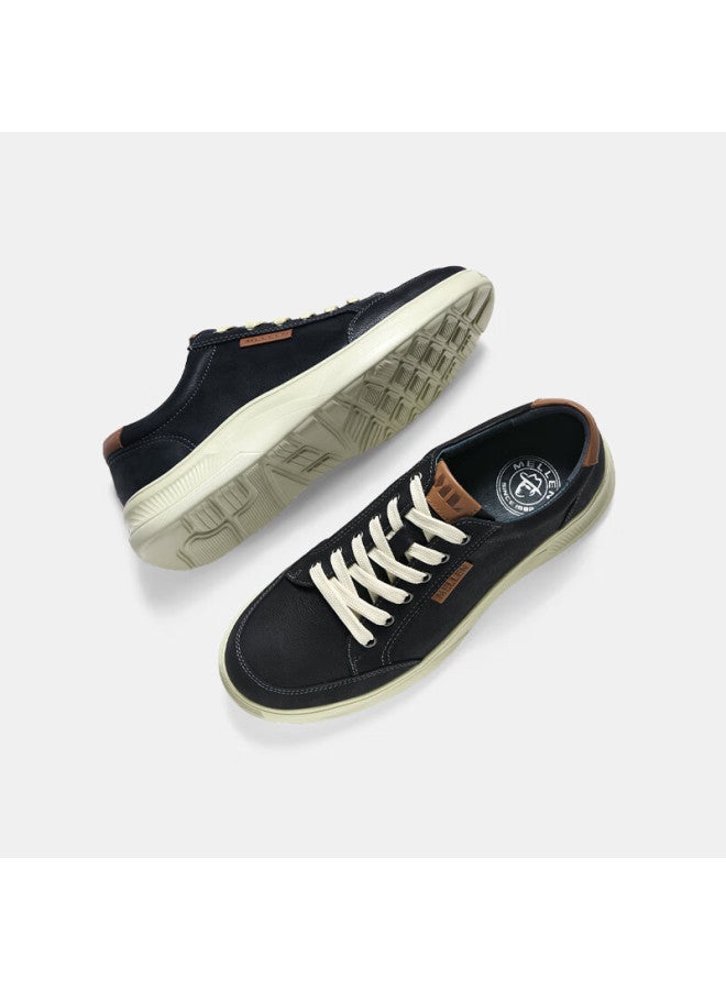 Mellen Lightweight Fashionable Comfortable Wear-resistant Sneakers Genuine Leather Casual Shoes Myd67697 Black Size 37 - Image 2