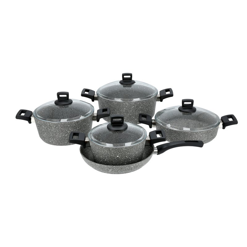 ألبرتو طقم أواني طهي جرانيت من البرتو 9 قطع باللون الرمادي - Image 3